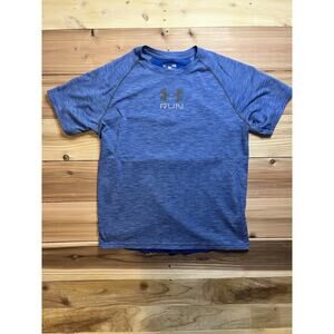 Under Armour HeatGear Run Shirt Men’s L Blue Fitted Short Sleeve Athletic T